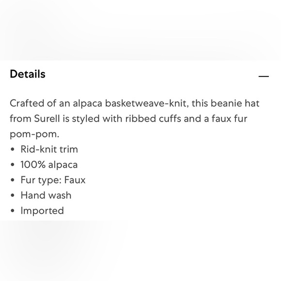 Surell 100% Alpaca Knit Beanie with Faux Fur Pom Pom NWT OS - Picture 2 of 7